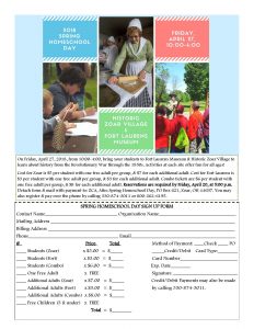 2018 Spring Homeschool Day Flyer