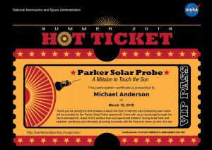 Parker Solar Probe Certificate